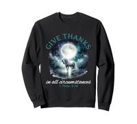 Give Thanks Pretty Bible Verse Christian Moonlit Unicorn Sweatshirt