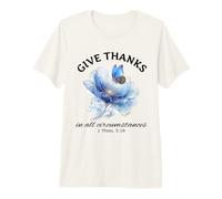 Give Thanks Pretty Bible Verse Christian Summer Butterfly Premium T-Shirt