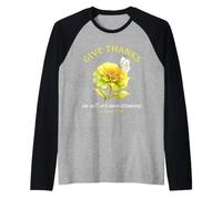 Give Thanks Pretty Bible Verse Christian White Butterfly Raglan Baseball Tee