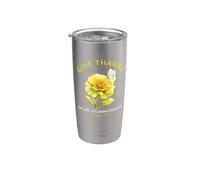 Give Thanks Pretty Bible Verse Christian White Butterfly Stainless Steel Insulated Tumbler
