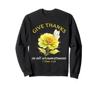 Give Thanks Pretty Bible Verse Christian White Butterfly Sweatshirt