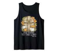 Give Thanks to The Lord Fall Christian Cross Thanksgiving Tank Top