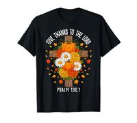 Give Thanks to The Lord Floral Pumpkin Autumn Fall Christian T-Shirt