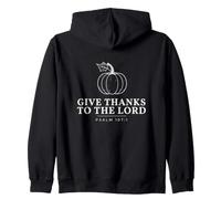Give Thanks To The Lord Psalm 107:1 Pumpkin Line Art Zip Hoodie