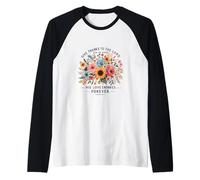 Give Thanks to The Lord Psalm 136:1 Floral Scripture Verse Raglan Baseball Tee