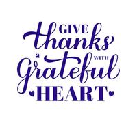 give Thanks with a Grateful Heart Calligraphy Wall Stickers Paster Paper 52x67cm Tattoo Culture DarkBlue