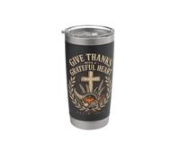 Give Thanks with A Grateful Heart Psalm 100:4 Christian Stainless Steel Insulated Tumbler