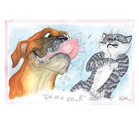 Give us a kiss - Humorous Dog themed greeting card