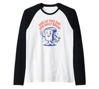 Give Us This Day Our Daily Bread Retro Cartoon Raglan Baseball Tee