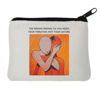 Give Your Vibration not Lecture Motivational Neoprene Coin Purse Pouch 10x11cm White