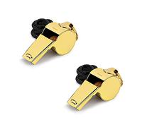 Giveet 2 Packs Gold Whistles with Lanyard, Stainless Steel and Durable, Extra loud Referee Coach Metal Whistle for Football, Basketball, Soccer, School, Lifeguard Emergency