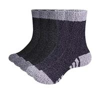 GiveGift 5 Pairs Men's Cozy Fluffy Fuzzy Socks - Loose Comfy House Thick Slipper Bed Socks for Men 6-9 Black and Grey Multipack