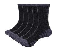 GiveGift 5 Pairs Mens Cozy Fluffy Socks Sleep Fuzzy Socks Loose Comfy House Thick Slipper Bed Sock for Men 12-15 Black Multipack