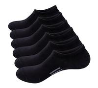 GiveGift Mens Black No Show Trainer Socks Breathable Cotton Casual Low Cut Invisible Ankle Socks for Men Size 10-12, With Non-Slip Silicone Stripes, Mulitpack, 6 Pairs