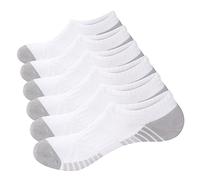 GiveGift Mens No Show Trainer Socks Low Cut Cushioned Athletic Ankle Socks Casual White Cotton Everyday Invisible Short Socks For Men 9-12, 6 Pairs