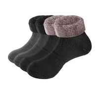 GiveGift Mens Slipper Socks Cosy Fleece Anti Skid House Home Socks Thermal Warm Sleep Bed Socks For Men Size 9-11, 2 Pairs/Pack