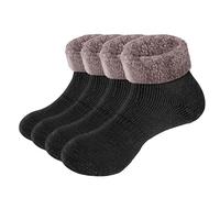 GiveGift Womens Non Slip Slipper Socks Cozy Fleece Thermal Warm Winter Sleeping Bed Socks For Women Ladies, Size 3-5, 2 Pairs