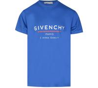 Givenchy Mens Address Logo Oversized Ocean Blue T-Shirt Cotton - Size X-Large