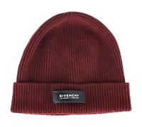 Givenchy Women's Preloved Appliquéd Ribbed Beanie in Burgundy Wool