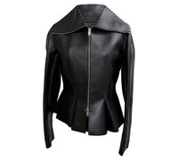 Givenchy Women's Preloved Peplum Jacket in Black Leather | Size: 38