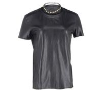 Givenchy Women's Preloved Studded-Choker Accent T-Shirt in Black Lamb Leather | Size: 34