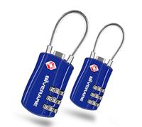 GIVERARE 2 Pack TSA Approved Luggage Locks, Combination Travel Cable Lock, Re-settable 3-Digit Padlocks with Alloy Body, Keyless TSA Padlock for Gym Locker, Golf Bag Case-Blue