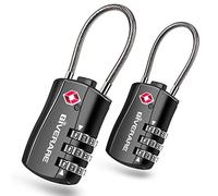 GIVERARE 2 PCS TSA Approved Luggage Locks, Combination Travel Cable Lock, Re-settable 3-Digit Padlocks with Alloy Body, Keyless Travel Sentry Accepted Padlock for Gym Locker, Golf Bag Case-Black