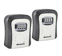 GIVERARE Key Lock Box, 4 Digit Wall-Mounted Waterproof Metal Box with Combination Lock, Outdoor, Key Hide, Reseable, Safety Box, Mounting Kit, Dustproof Cover, Grey, Pack of 2