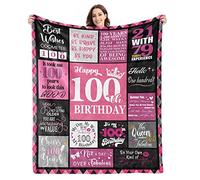 Givetoyou 100th Birthday Gifts for Women, 60"x50" Flannel Polyester Blend Throw Blanket, Happy 100th Birthday Decorations, Soft Cozy Throw Blanket