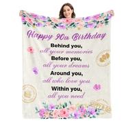 Givetoyou 90th Birthday Gifts for Women Blanket,90th Birthday Gifts Ideas,90th Birthday Decorations for Women,Gifts for 90 Year Old Woman,Happy 90th Birthday,1933 Birthday Gifts,Throw Blanket 60"x50"