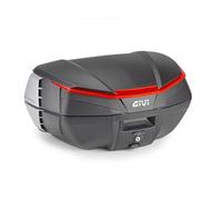 GIVI BAULE V49 AIR Bauletto Moto, Black, Wingflow System with 4 Silver Fins (Black Red)