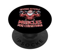 Giving Myself Muscles For Christmas Funny Santa Claus Gym PopSockets Adhesive PopGrip