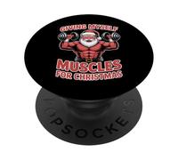 Giving Myself Muscles For Christmas Funny Santa Claus Gym PopSockets Adhesive PopGrip