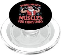 Giving Myself Muscles For Christmas Funny Santa Claus Gym PopSockets PopGrip for MagSafe