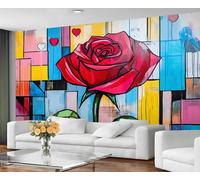 GIVLWF Abstract Rose Wallpaper, Colorful Graffiti Wallpaper for Living Room, Urban Art Bedroom Wall Paper, Bold Romantic Wall Mural & Home Decor, Non Self Adhesive