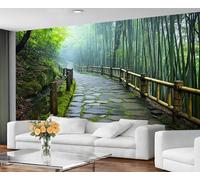 GIVLWF Bamboo Path Wallpaper, StoneForest Wallpaper for Living Room, Green Stalks Wall Mural & Bedroom Decor, Non Self Adhesive Japanese Garden Wall Paper