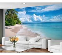 GIVLWF Beach Wallpaper & Mural, Ocean Blue Wallpaper for Living Room, Tropical Wall Paper for Bedroom, Murals & Room Decor - Non Self Adhesive