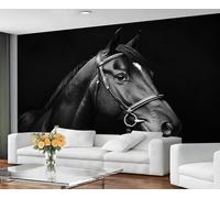 GIVLWF Black Horse Wallpaper, Western Horse Wallpaper for Living Room, Animal Print Wall Mural & Bedroom Decor, Non Self Adhesive Wall Paper
