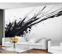 GIVLWF Black Ink Art Living Room Wallpaper - Brush Strokes Mural & Wall Decor - Dynamic Splatter Wallpaper for Bedroom Non Self Adhesive Modern Abstract Wall Paper & Mural