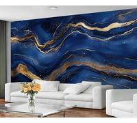 GIVLWF Blue Marble Living Room Wallpaper - Gold Vein Texture Mural & Wall Decor - Abstract Fluid Art Wallpaper for Bedroom Non Self Adhesive Luxury Wall Paper & Mural