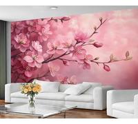 GIVLWF Cherry Blossom Wallpaper Pink Floral Mural Wallpaper Spring Flowers Bedroom Wall Paper for Living Room Non Self Adhesive Wall Murals & Home Decor