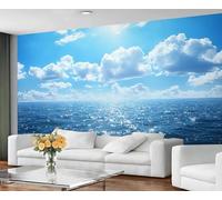 GIVLWF Cloud Wallpaper, Ocean Blue Sky Bedroom Wallpaper, Sea Clouds Wall Paper for Living Room, Not Self Adhesive Sky Cloud Wall Mural, Landscape Large Mural & Room Decor