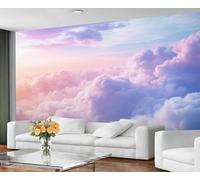 GIVLWF Cloud Wallpaper, Purple Sky Bedroom Wallpaper, Cartoon Clouds Wall Paper for Living Room, Not Self Adhesive Sky Cloud Wall Mural, Natural Scenery Large Mural & Room Decor