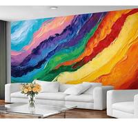GIVLWF Colorful Wallpaper, Abstract Stripes Wallpaper for Living Room, Boho Rainbow Bedroom Wall Paper, Wall Mural & Home Decor, Non Self Adhesive