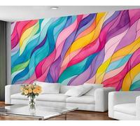 GIVLWF Colorful Wallpaper Mural, Abstract Stripes Bedroom Wallpaper, Rainbow Colors Wall Paper for Living Room, Non Self Adhesive, Wall Murals & Home Decor