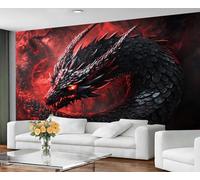 GIVLWF Dragon Wallpaper, Fantasy Dragon Peel and Stick Wallpaper for Bedroom, Cool Animal Wall Paper for Living Room, Mysterious Wall Mural, Black Red Wildlife Large Mural & Room Decor