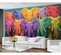 GIVLWF Elephant Wallpaper, African Elephant Wallpaper for Living Room, Colorful Bedroom Wall Paper, Wall Mural & Home Decor, Non Self Adhesive