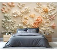 GIVLWF Floral Wallpaper, 3D Stereoscopic Flowers Bedroom Wallpaper, Nordic Pastel Wall Paper for Living Room, Not Self Adhesive Retro Wall Mural, Simple Large Mural & Room Decor