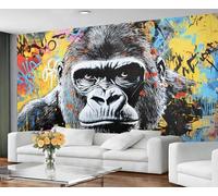 GIVLWF Graffiti Wallpaper, Gorilla Graffiti Peel and Stick Wallpaper for Living Room, Street Art Wall Murals for Bedroom, Abstract Painting Large Mural & Boys Room Decor, Abstract Wall Paper