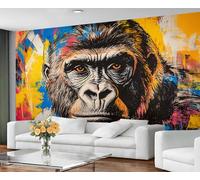 GIVLWF Graffiti Wallpaper Mural - Gorilla Graffiti Wall Mural & Home Decor, Bedroom Wallpaper, Wall Paper for Living Room, Not Self Adhesive, Street Art